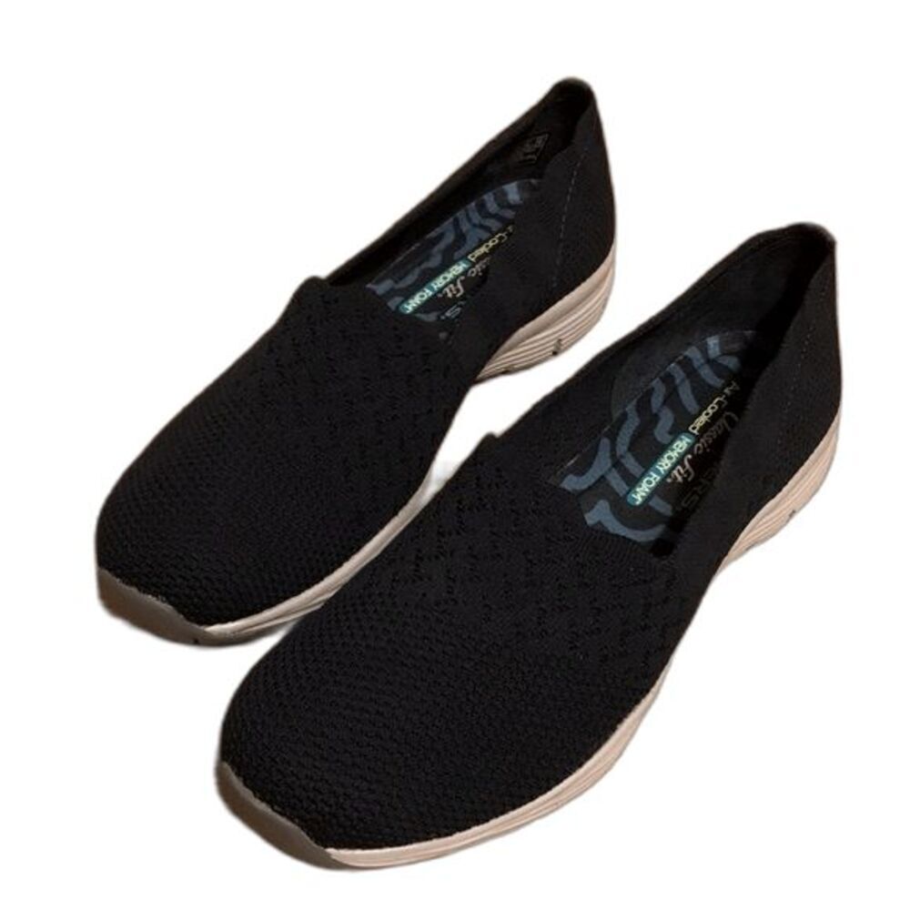 Skechers Women's Seager Classic Fit Knit Slip-on Shoes Navy Blue Size‎ 9